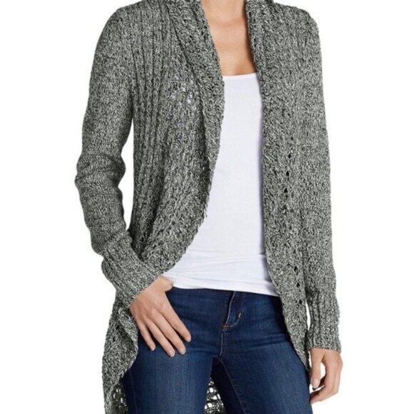 Eddie Bauer Sweaters - Eddie Bauer Open Front Cocoon Cardigan Sweater Black White Melange S